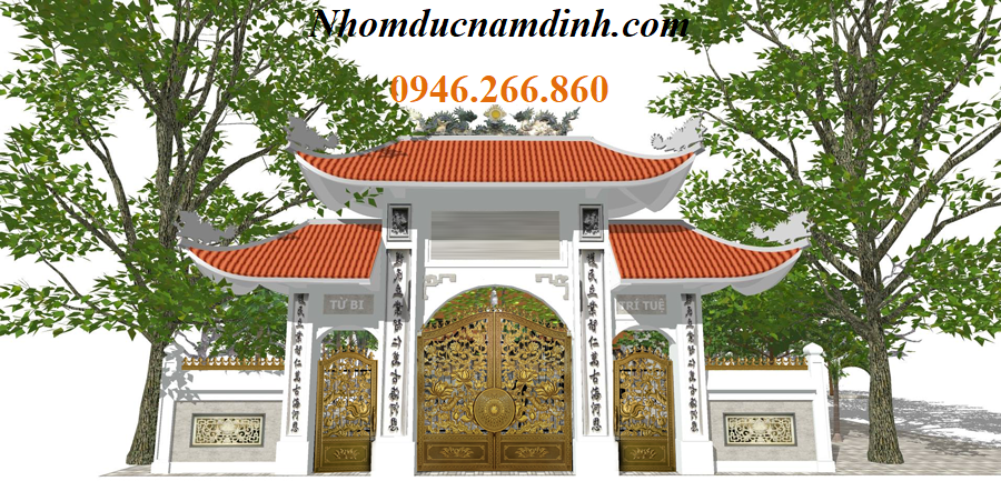 cổng chùa nhôm đúc 3