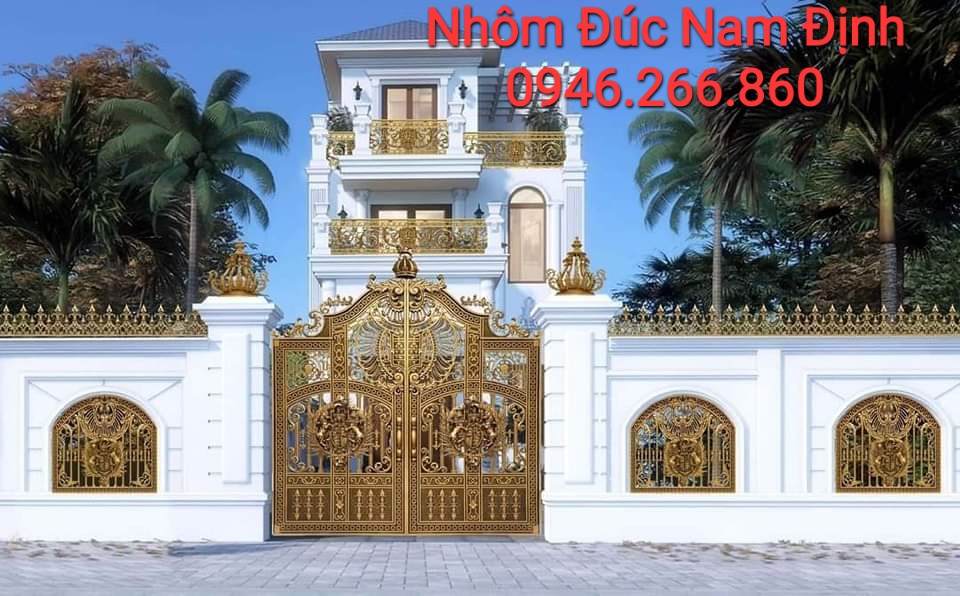 Cổng nhôm đúc kết hợp lan can nhôm đúc, hàng rào nhôm đúc đẹp tại Quảng Trị